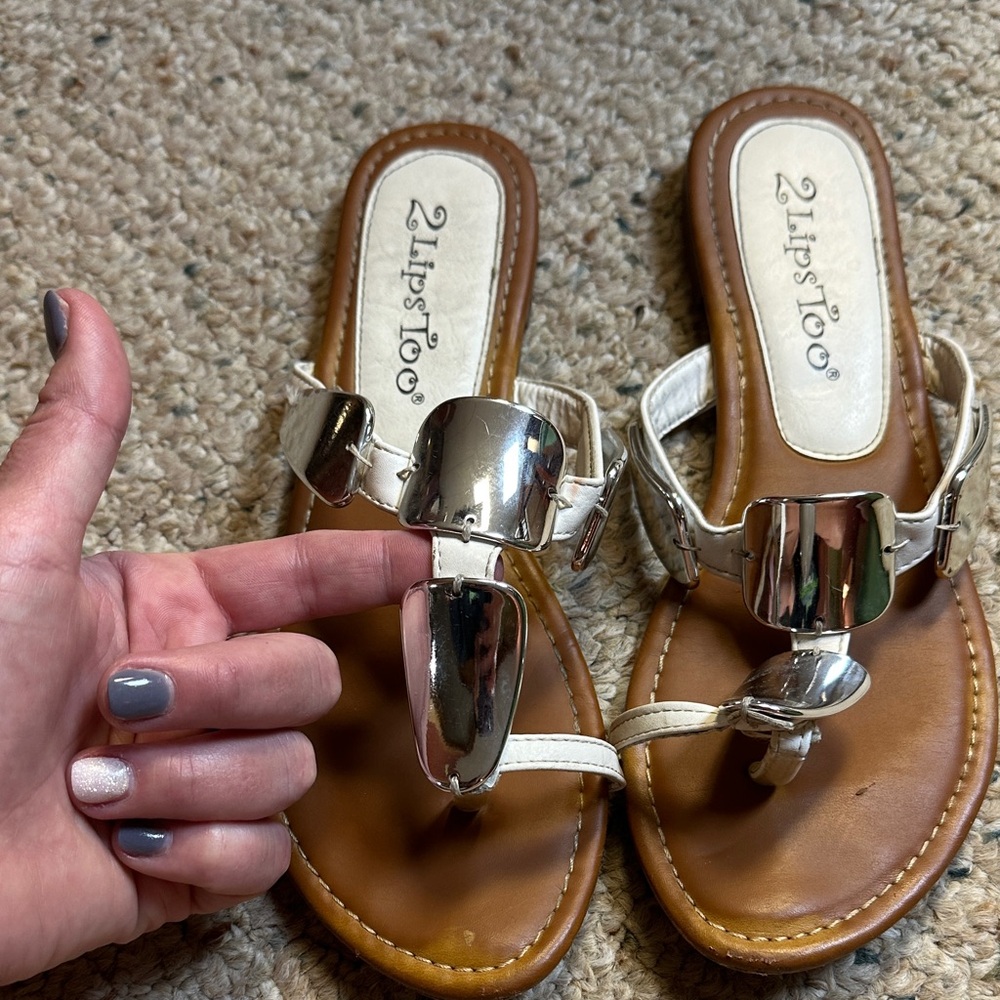 2 Lips Too Silver and Tan Sandals